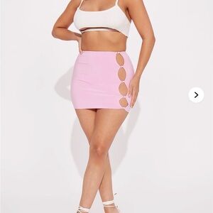 Fashion Nova Unpredictable Love Cut Out Mini Skirt pink